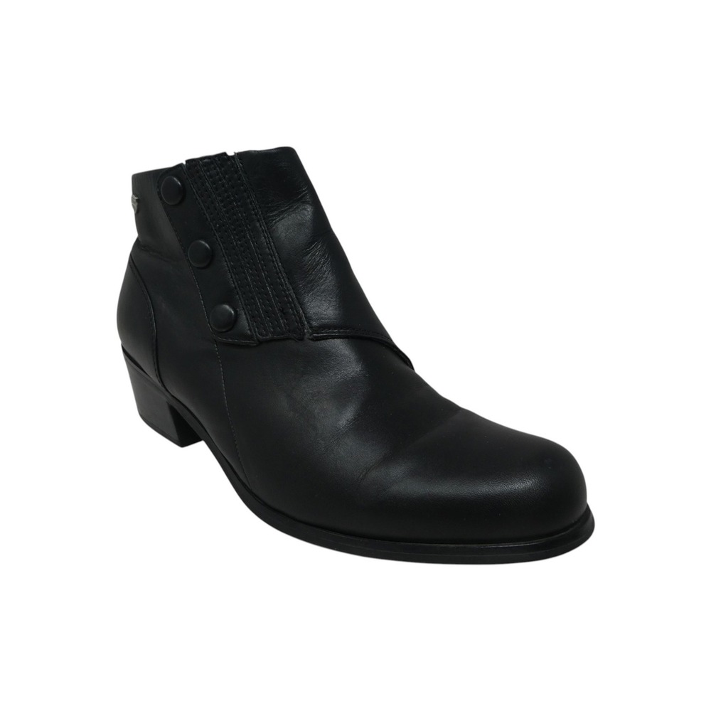 Ariat Ankle Boots Women 9 Black Leather Snap Detail Block Heel